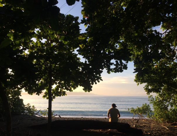 thinking under the almond tree